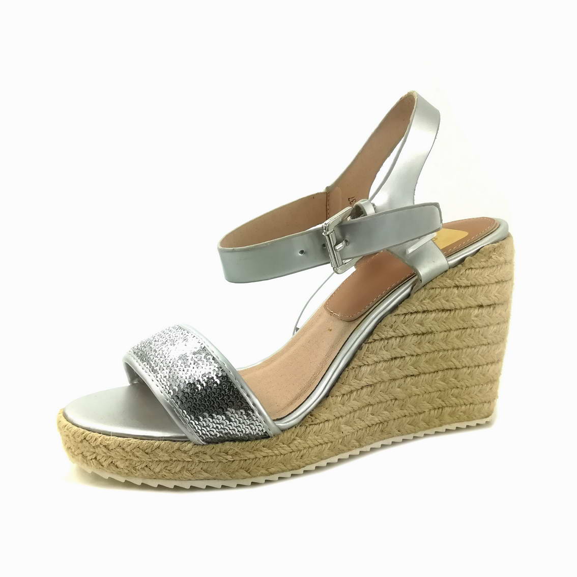 MSXDES19 QUALITY WEDGE ESPADRILLES SILVER - Sunshineo shoe factory