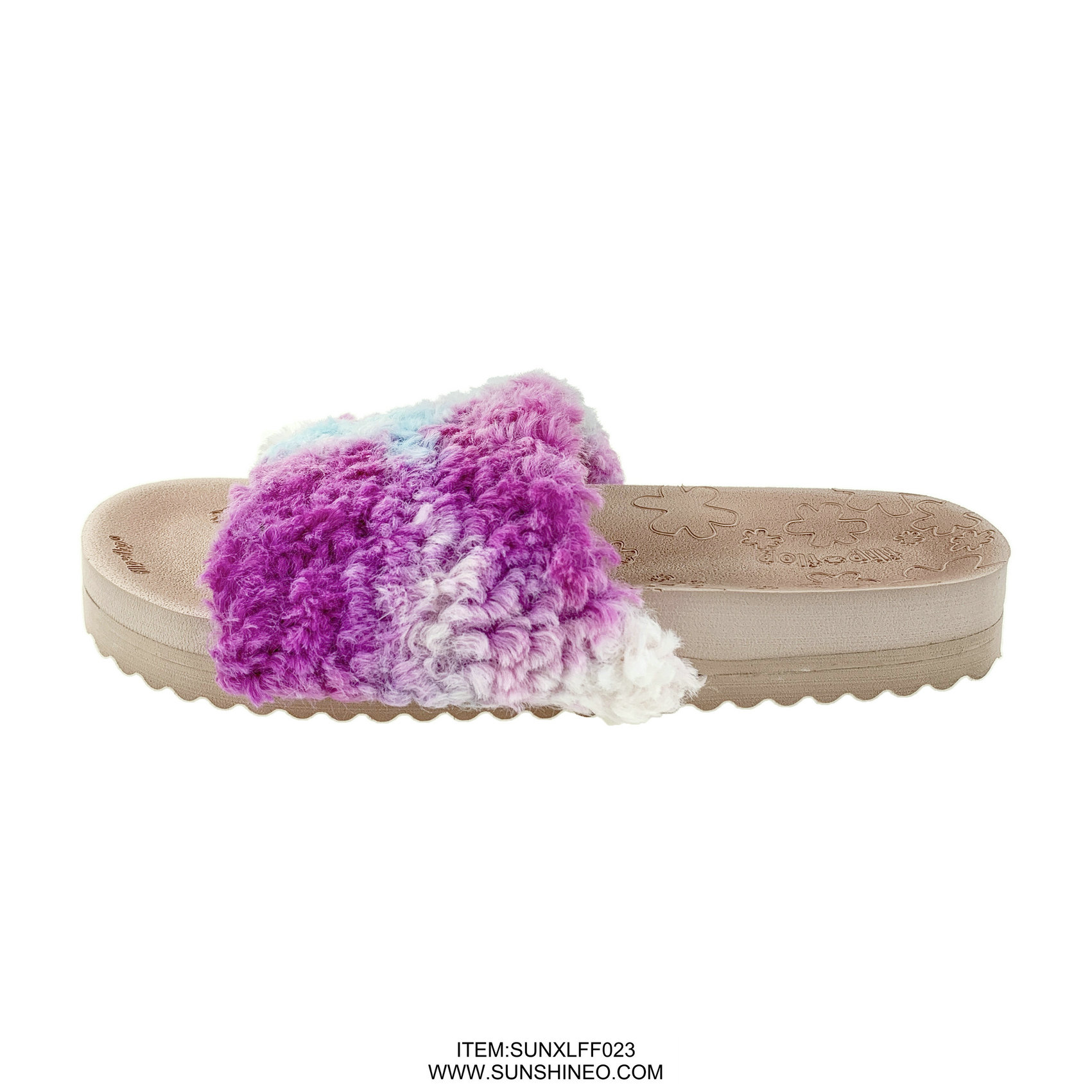 SUNXLFF023 fur flip flop sandals winter slippers