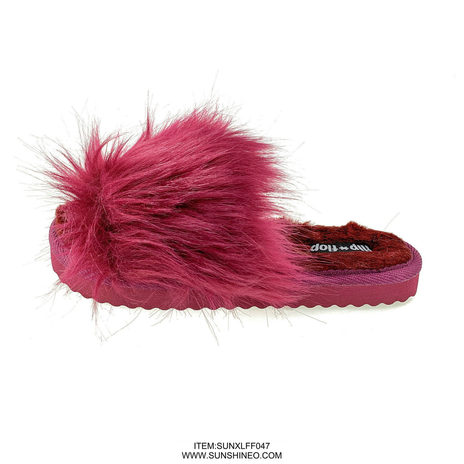SUNXLFF047 fur flip flop sandals winter slippers