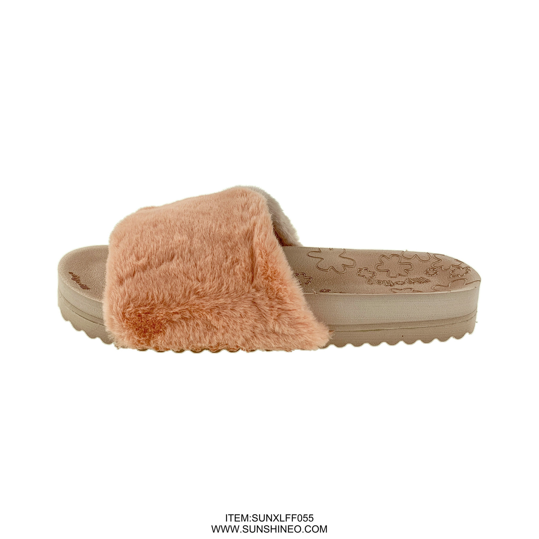 SUNXLFF055 fur flip flop sandals winter slippers