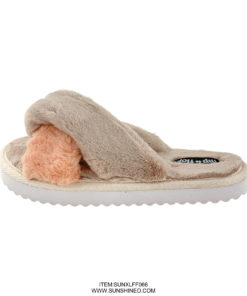 SUNXLFF066 fur flip flop sandals winter slippers