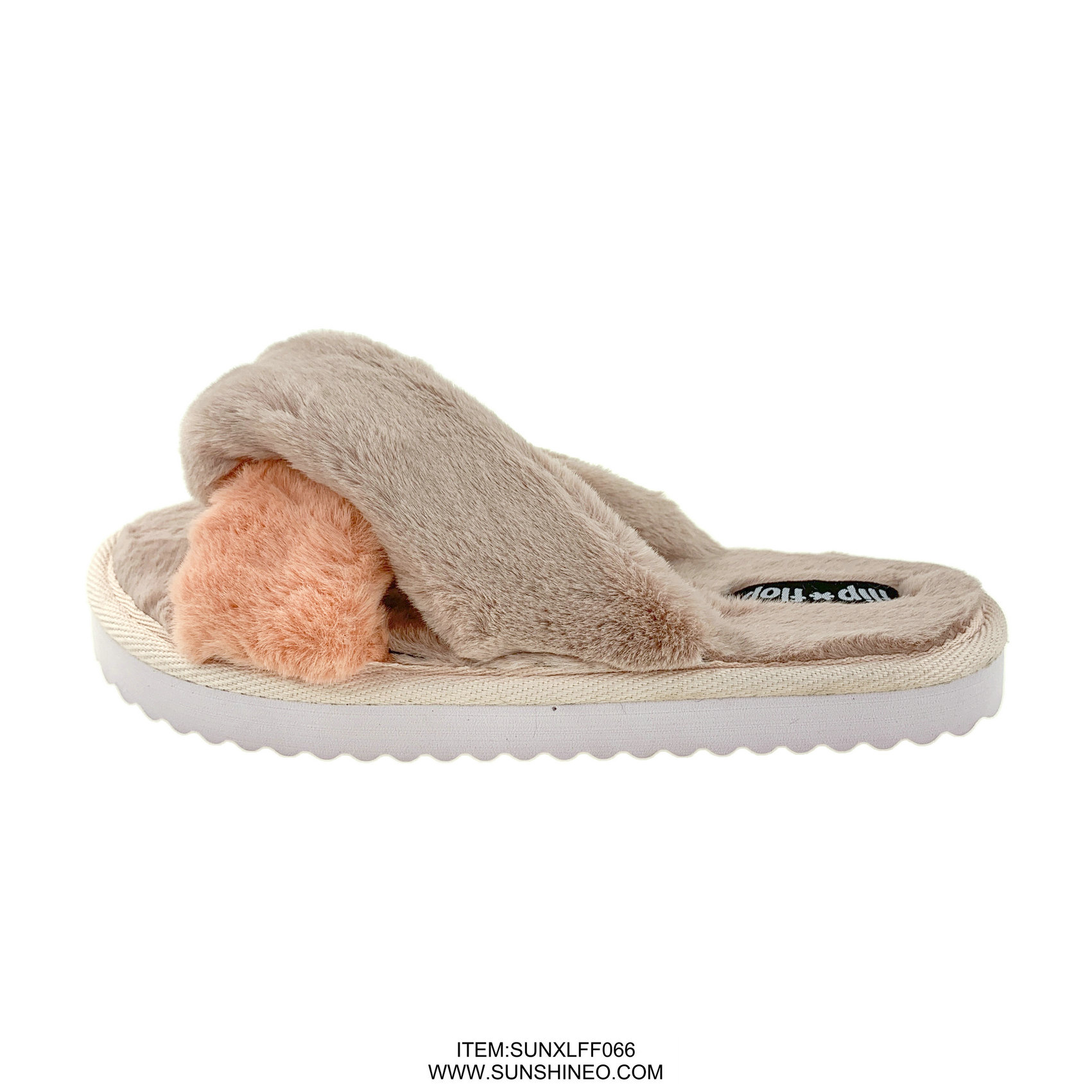 SUNXLFF066 fur flip flop sandals winter slippers
