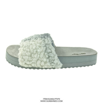 SUNXLFF070 fur flip flop sandals winter slippers