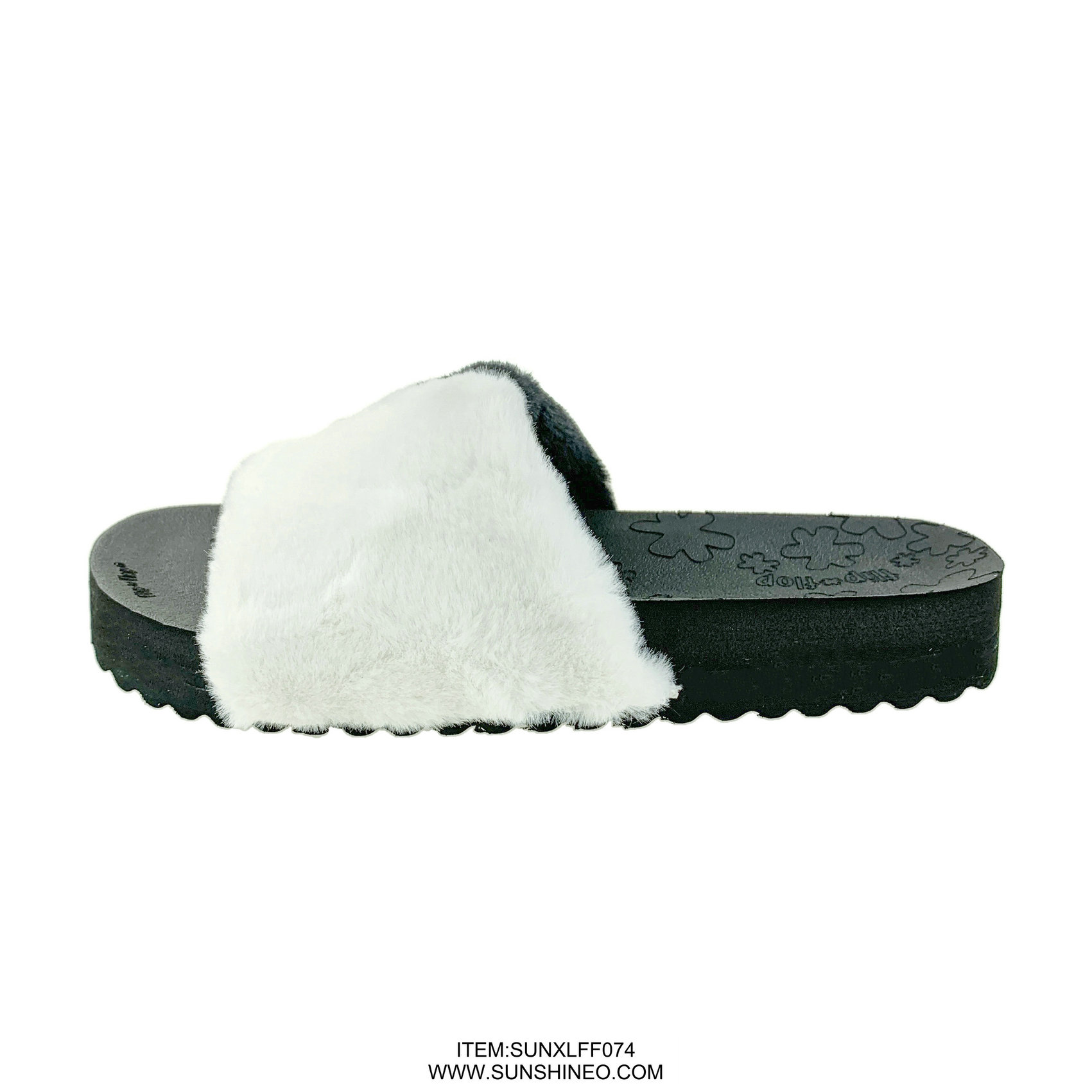 SUNXLFF074 fur flip flop sandals winter slippers