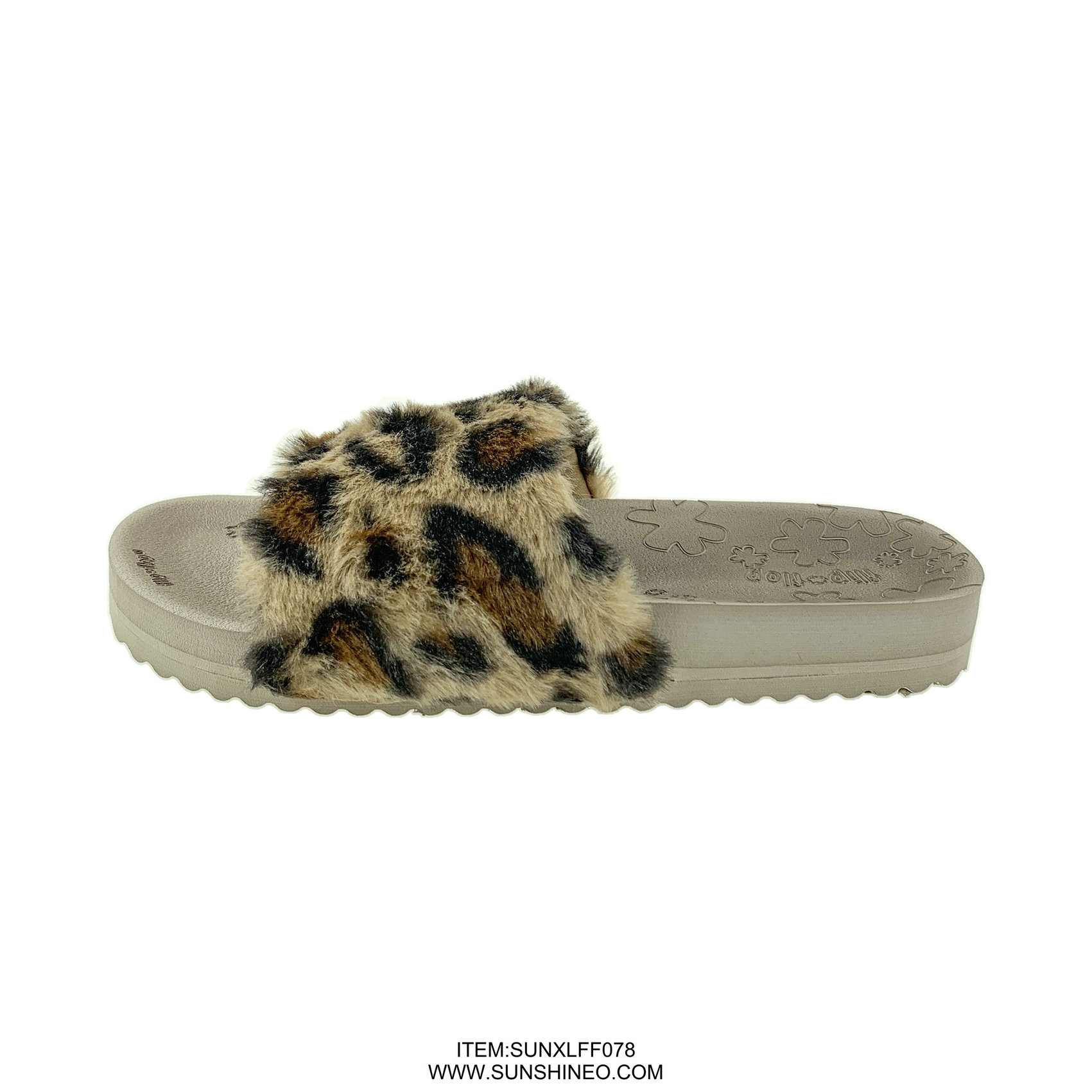 SUNXLFF078 fur flip flop sandals winter slippers