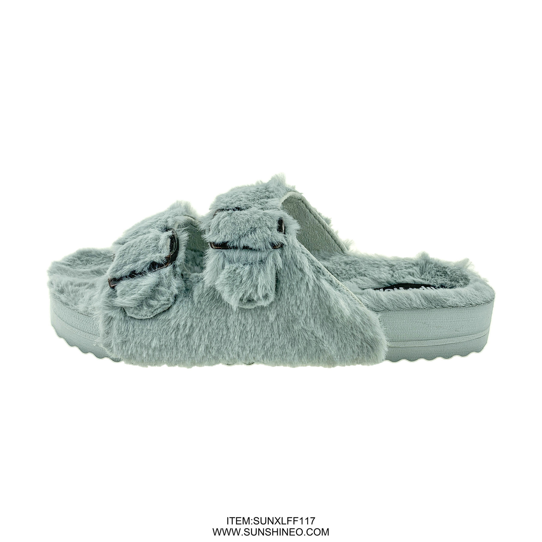 SUNXLFF117 fur flip flop sandals winter slippers