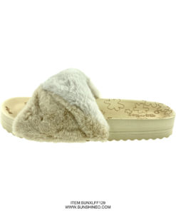 SUNXLFF129 fur flip flop sandals winter slippers