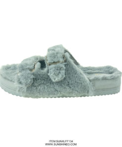 SUNXLFF134 fur flip flop sandals winter slippers