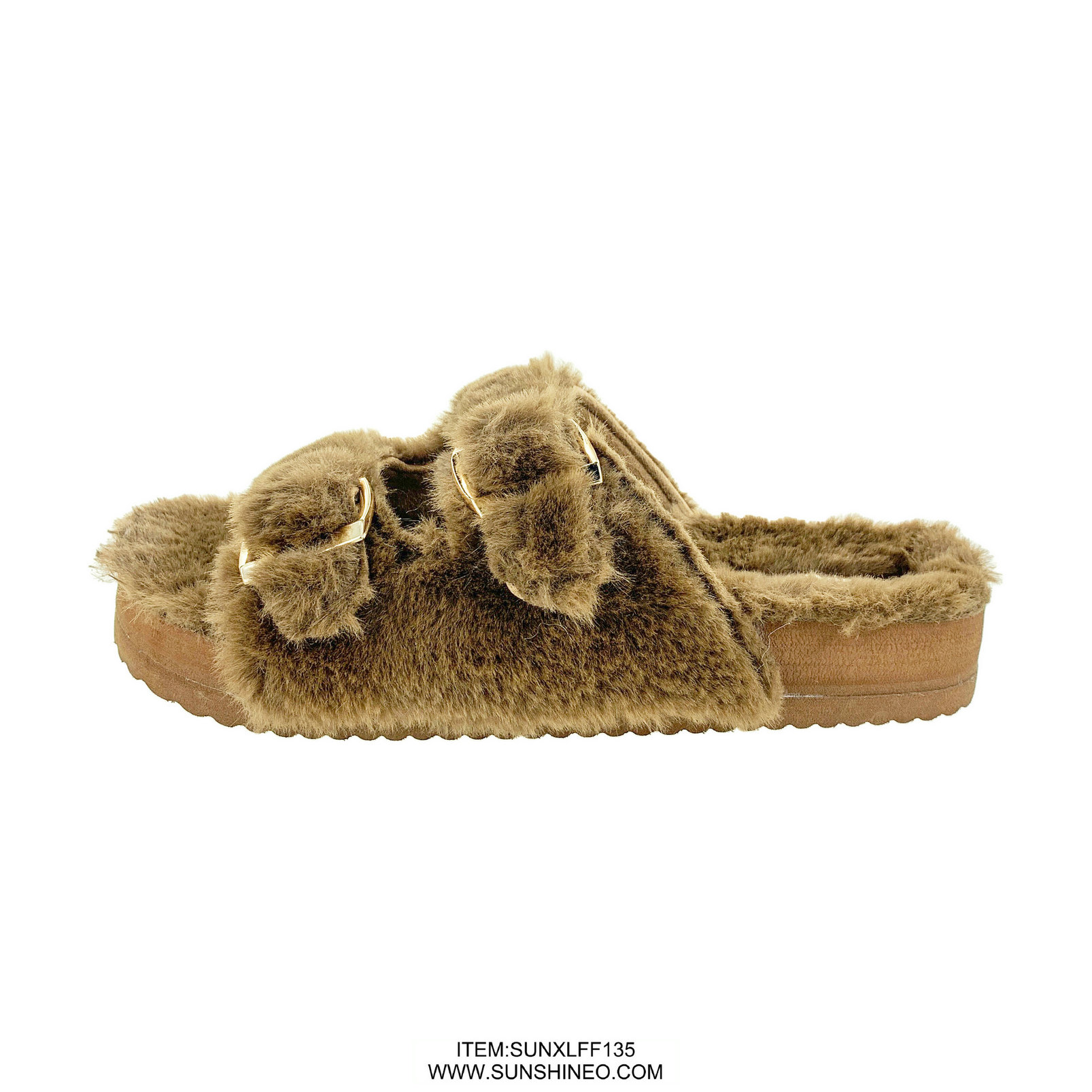 SUNXLFF135 fur flip flop sandals winter slippers