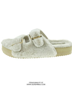 SUNXLFF137 fur flip flop sandals winter slippers