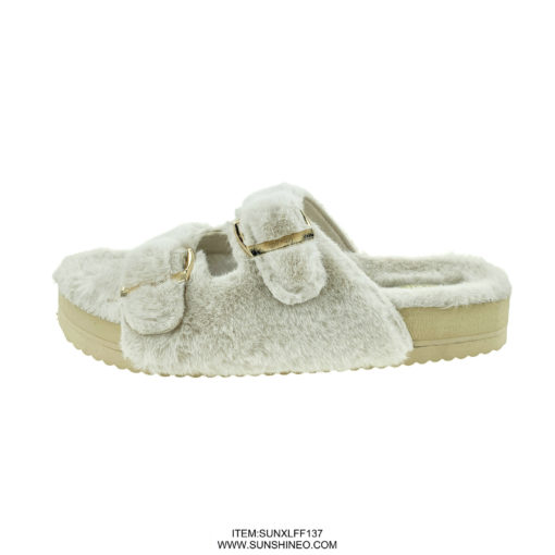 SUNXLFF137 fur flip flop sandals winter slippers