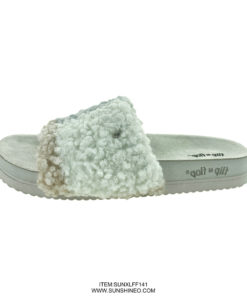 SUNXLFF141 fur flip flop sandals winter slippers