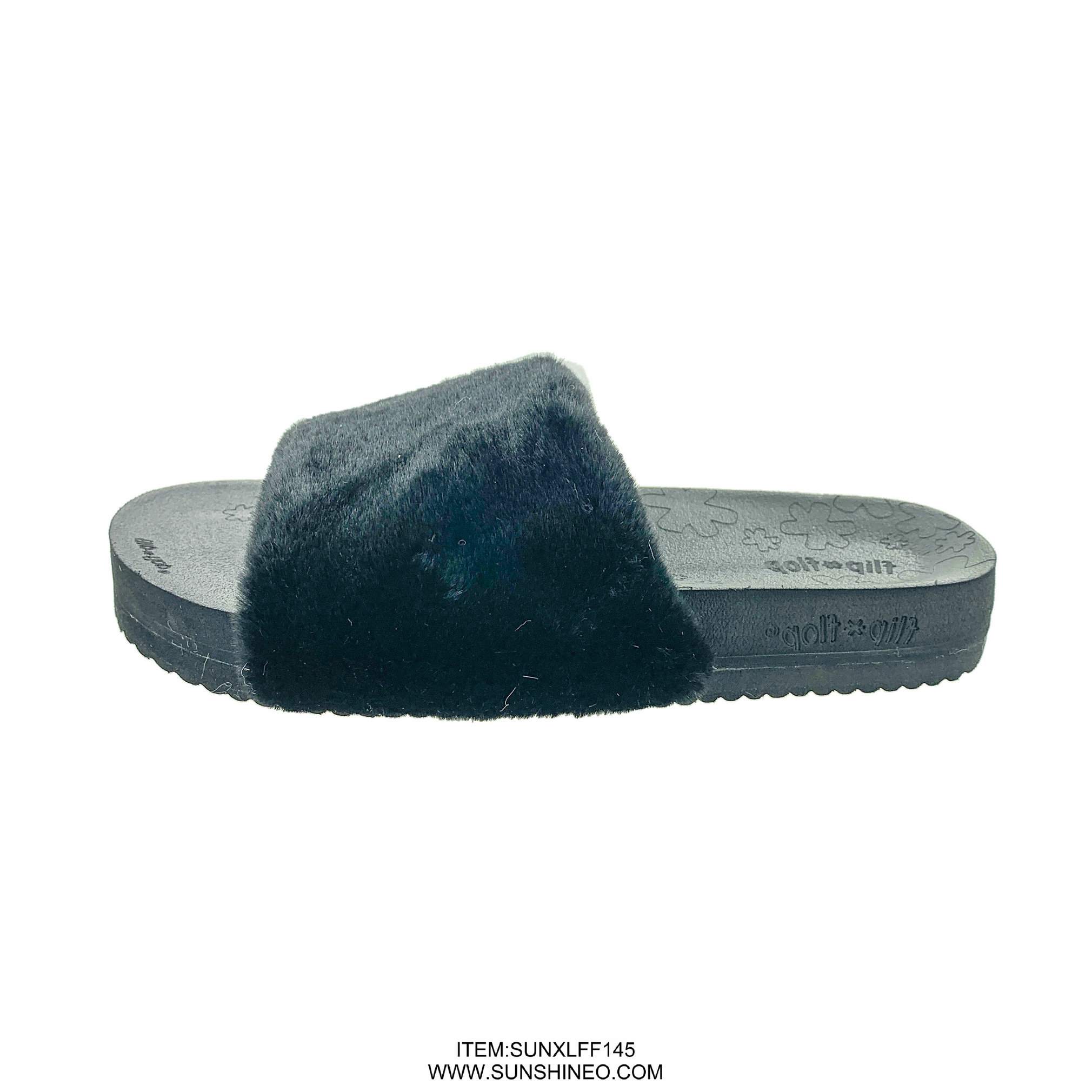 SUNXLFF145 fur flip flop sandals winter slippers