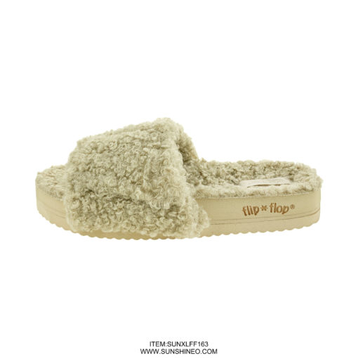 SUNXLFF163 fur flip flop sandals winter slippers