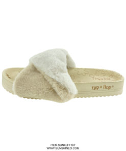 SUNXLFF167 fur flip flop sandals winter slippers