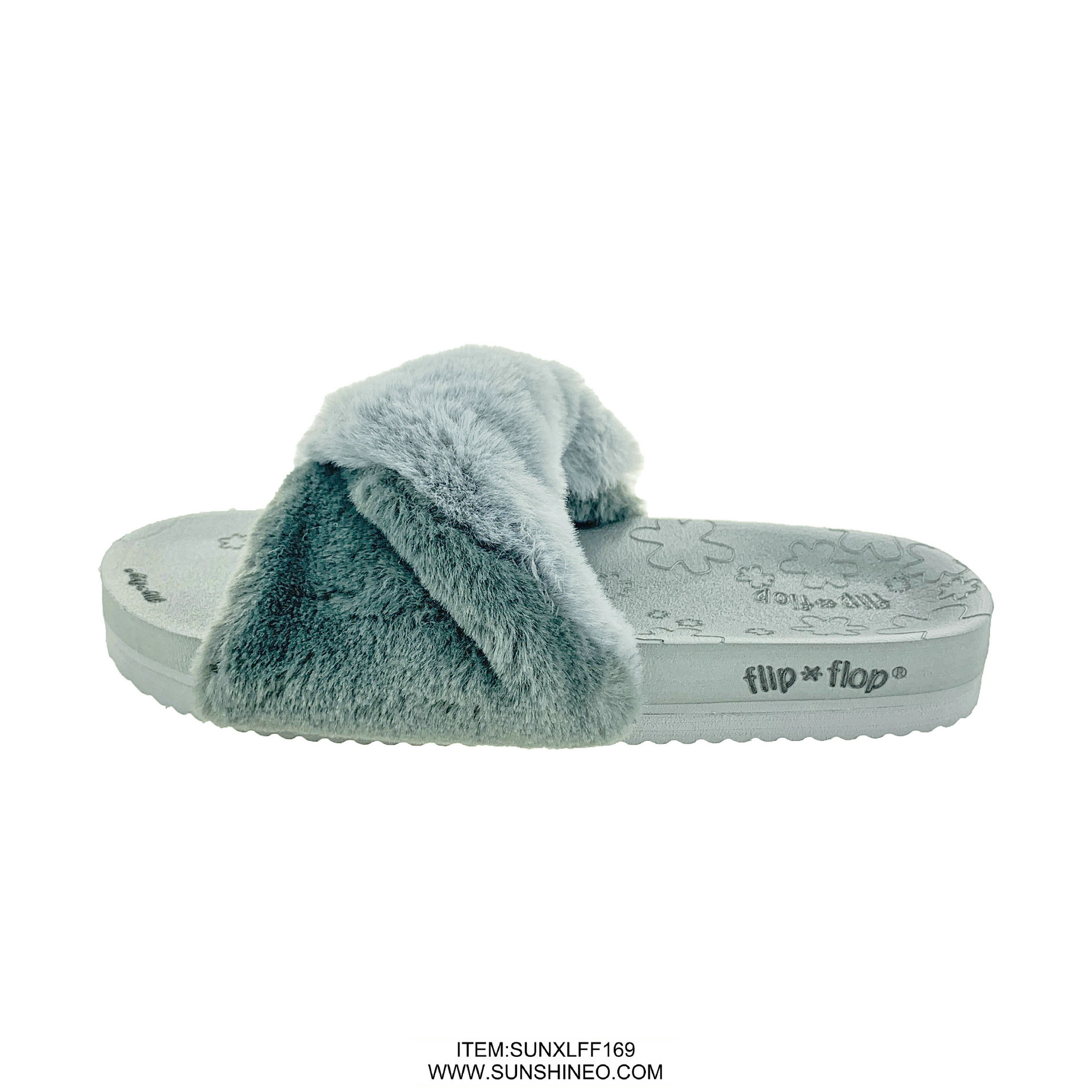 SUNXLFF169 fur flip flop sandals winter slippers