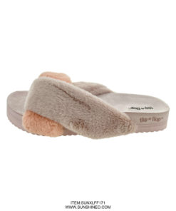 SUNXLFF171 fur flip flop sandals winter slippers