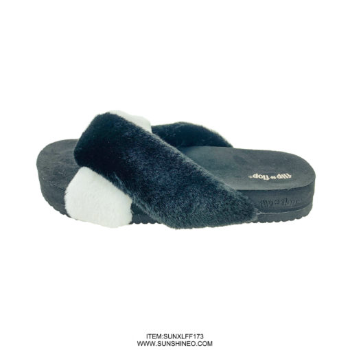 SUNXLFF173 fur flip flop sandals winter slippers