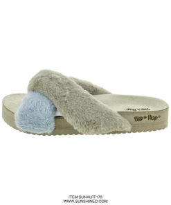 SUNXLFF175 fur flip flop sandals winter slippers