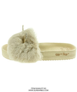 SUNXLFF183 fur flip flop sandals winter slippers