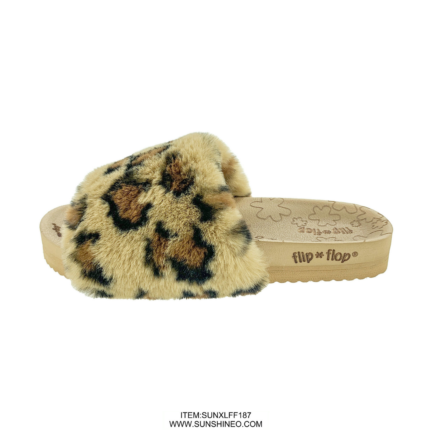 SUNXLFF187 fur flip flop sandals winter slippers