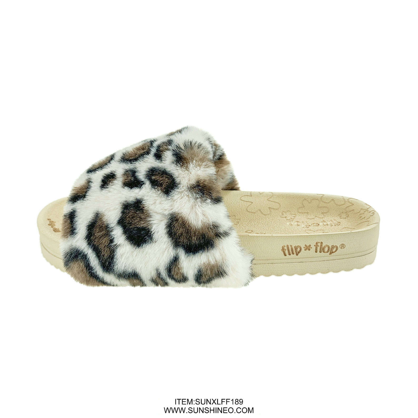 SUNXLFF189 fur flip flop sandals winter slippers